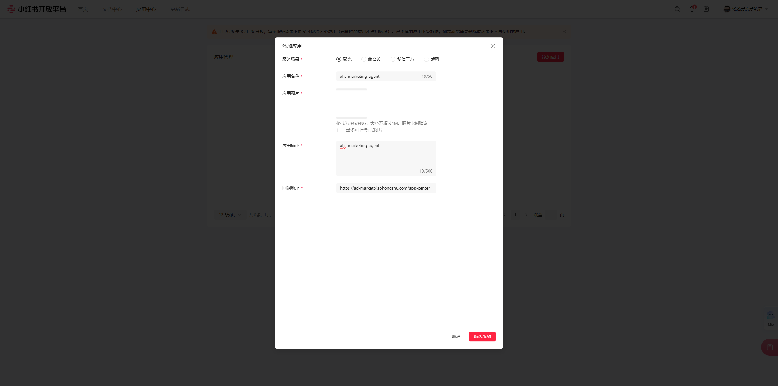 图4：聚光应用资料填写示例